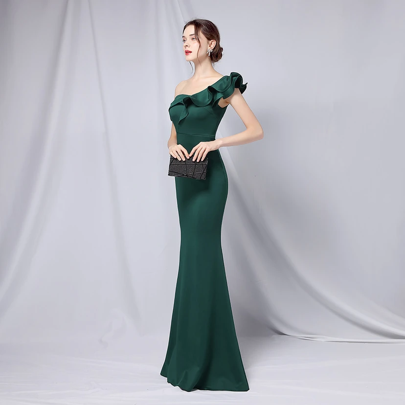 Sechsfarbiges, einseitig schulterfreies Abendkleid für festliche Anlässe, langes, elegantes, figurbetontes und sexy Meerjungfrauenkleid view 5