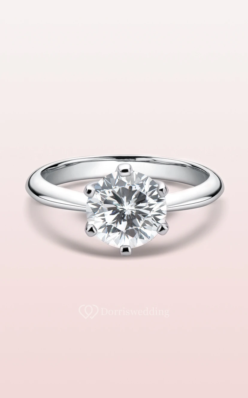 Alliances solitaires rondes en argent 925 view 3