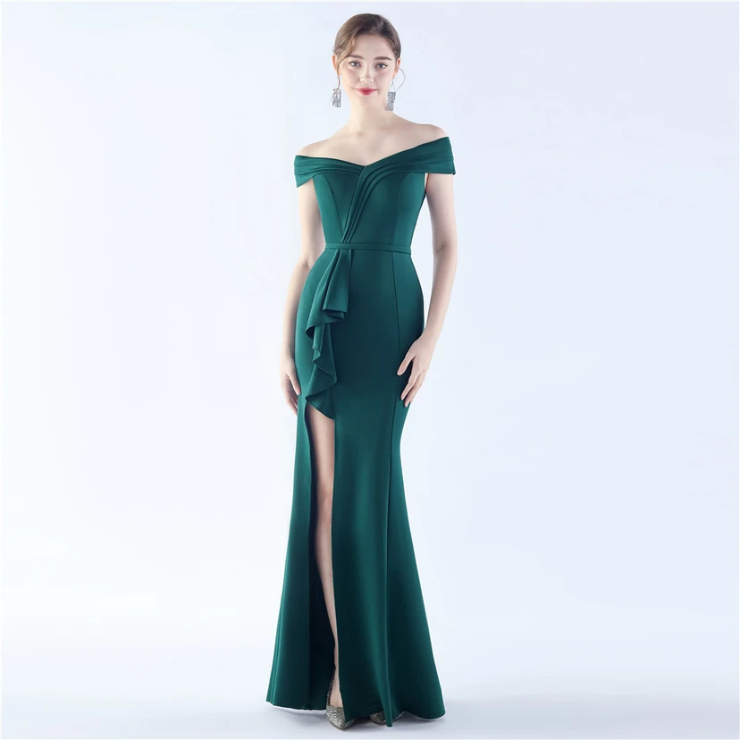 Klassisches langes Abendkleid aus Satin mit One-Shoulder-Ausschnitt view 29