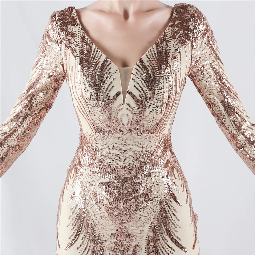 Robe de soirée haut de gamme ornée de perles florales fixes et de poils d'autruche, hôte de la réunion annuelle d'hiver view 62