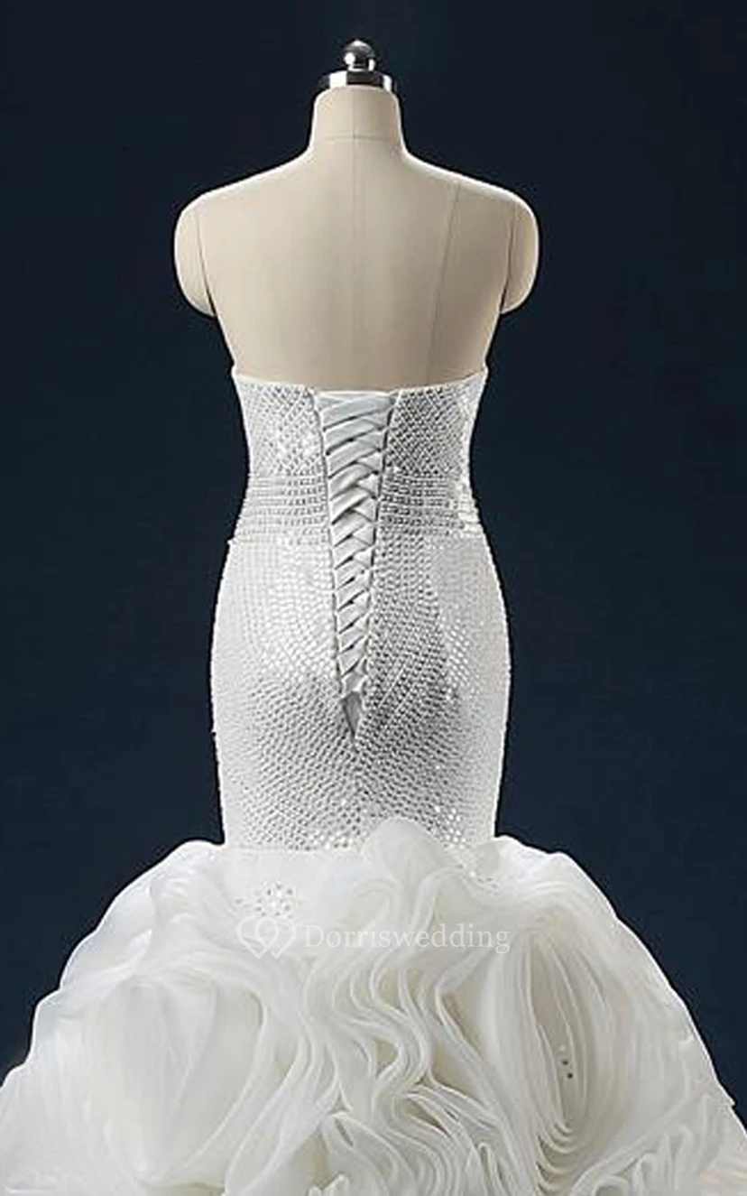 Mermaid Sleeveless Ruffles Sequins Organza Dress view 2