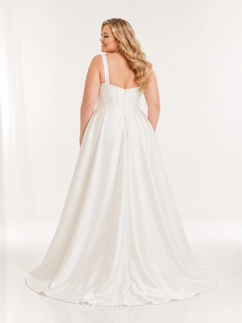 Plus Size Square Neck Corset Satin Studio Bridal Gown view 2