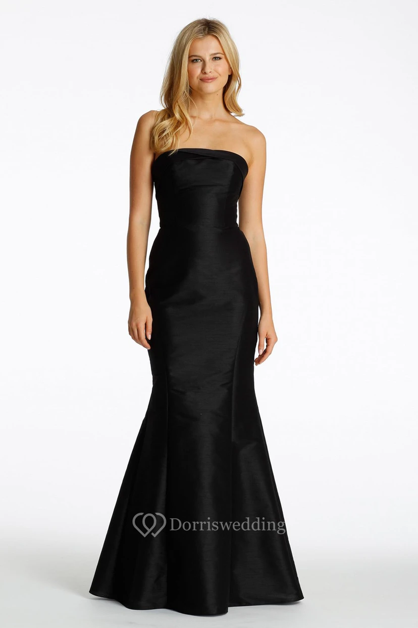 Mermaid Jeweled Strapless Satin Bridesmaid Dress With Low-V Back