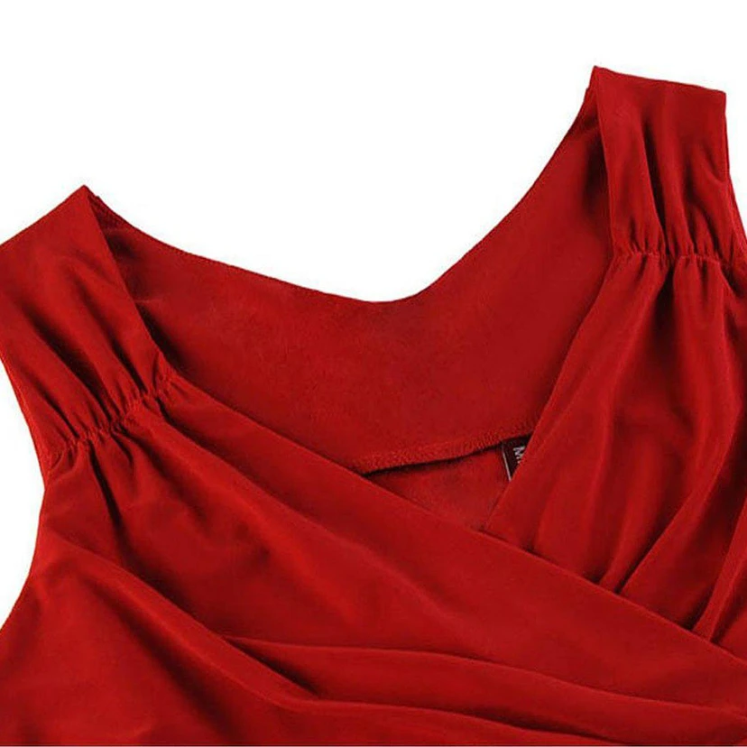 Cap-sleeved V-neck Sheath Dress With Pleats view 14