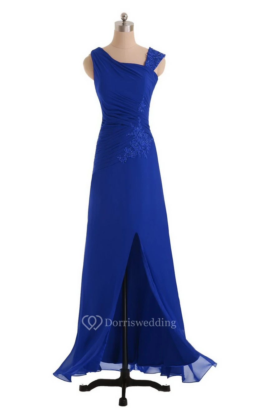 Sleeveless Chiffon Dress With Front Slit and Ruching view 6