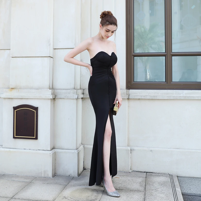 Toast Dress Bride Long Tube Top Thank You Banquet Slim Fishtail Skirt Wedding Car Model Exhibition Dress view 37