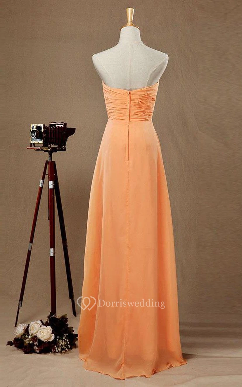 Sweetheart A-line Chiffon Long Dress With Criss Cross Bodice view 4