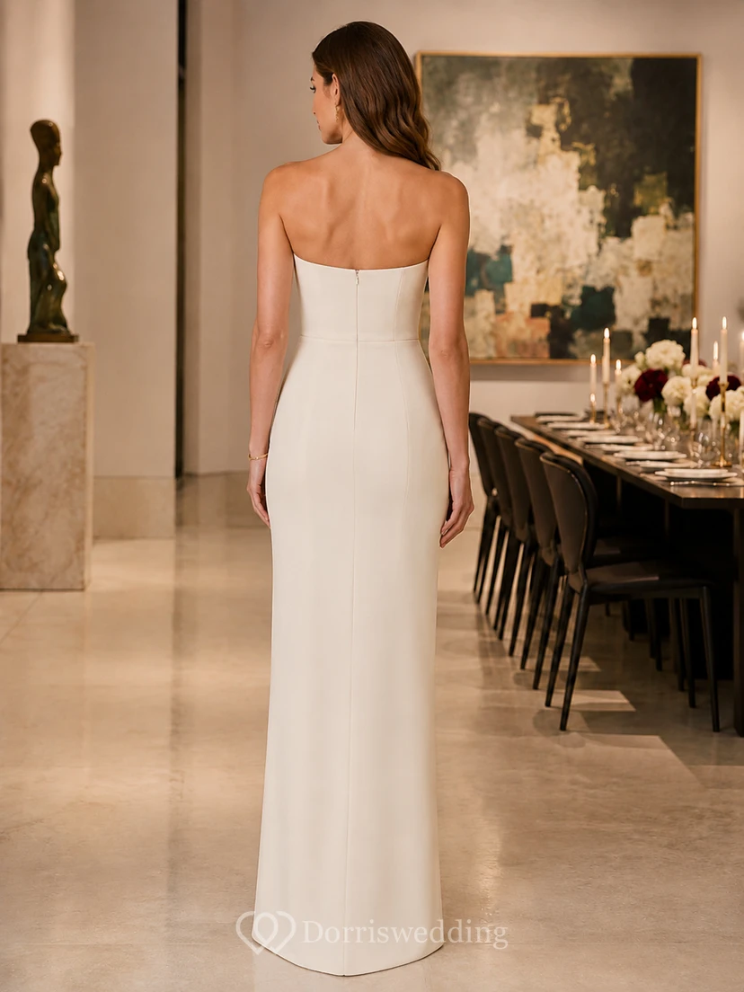 Ivory Strapless Sweetheart Slit Column Gallery Dinner Gown view 2