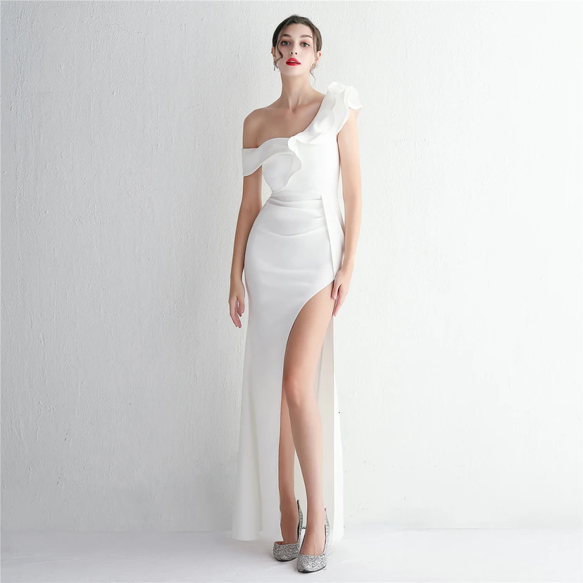 6 Farben One Shoulder Bankett Abendkleid Mode Party Langes Elegantes Schlankes Sexy Meerjungfrauenkleid view 49