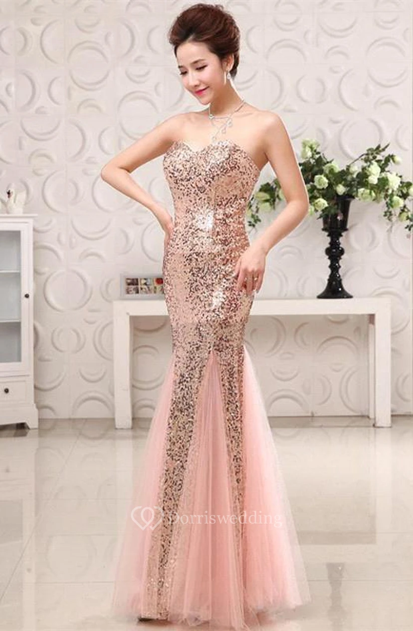 Glamorous Sequins Mermaid Sweetheart Evening Dress Zipper Sleeveless