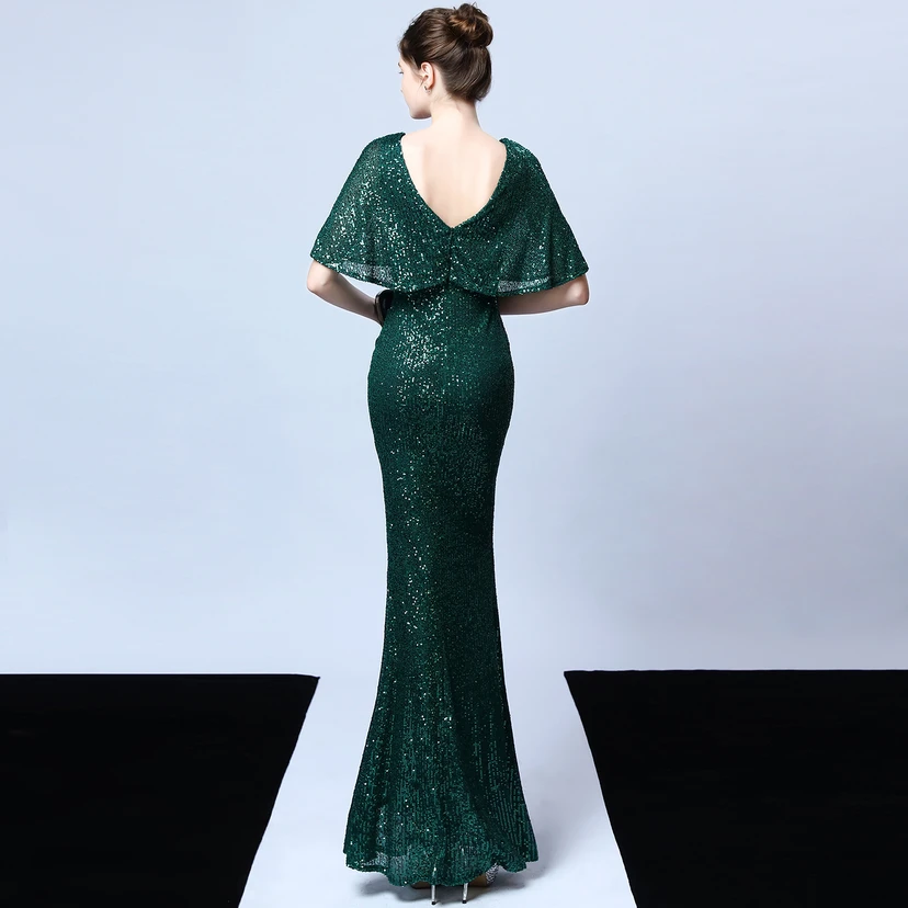 Elegantes Abendkleid mit Polyestergarn, Quasten, Pailletten und Fischschwanzsaum für Damen im Herbst view 34
