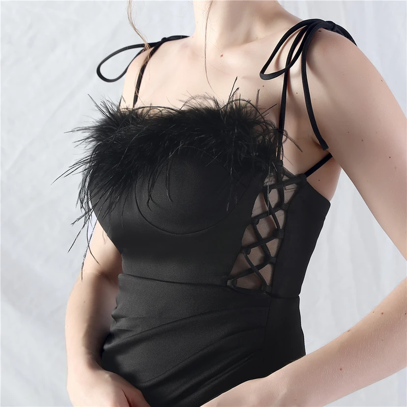 Double-Binding Waist-Shaped Ears Adjustable Satin Evening Dress view 60