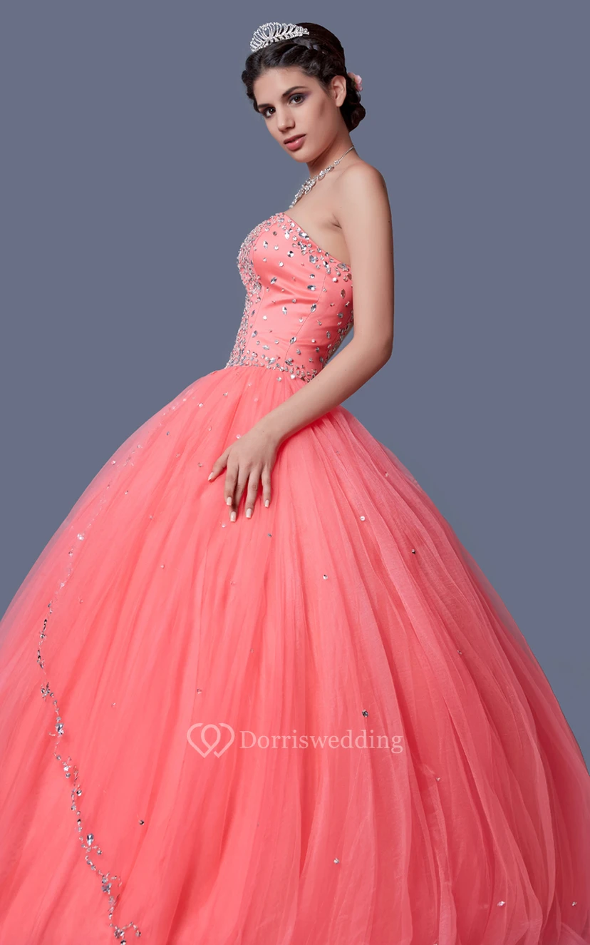 Regal Sequined Sweetheart Layered Tulle Quinceanera Ball Gown view 2