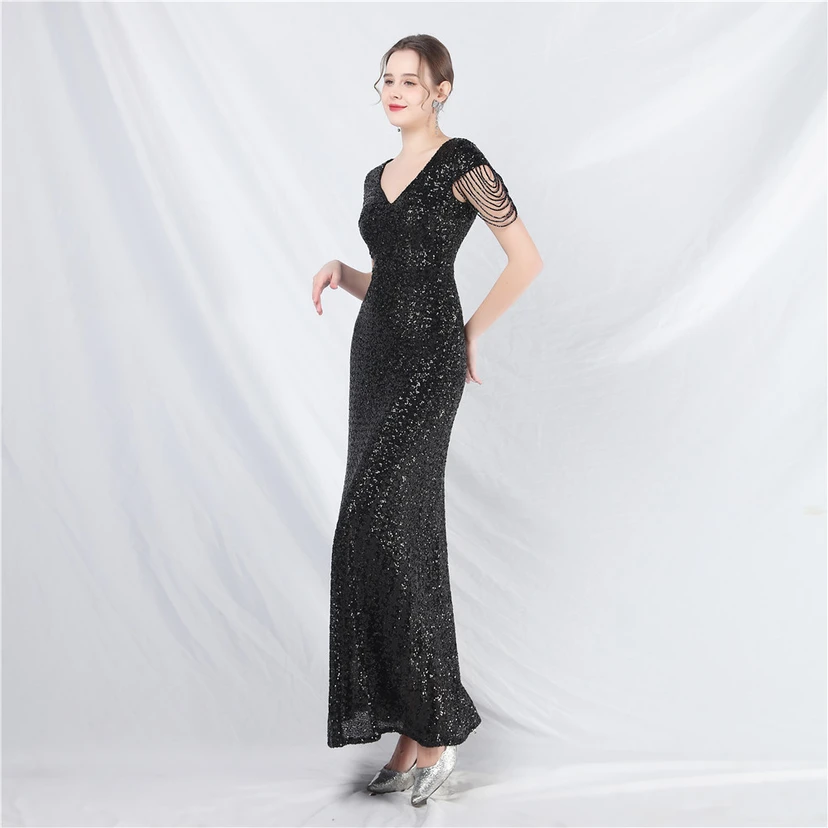 A-Line Big Swing Dress Craft Sequined Long A-Line Evening Dress view 39