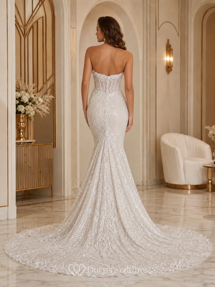 Vestido de novia elegante y formal para ceremonia de sirena view 2