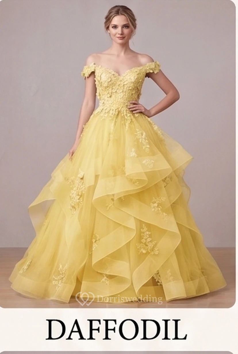 Robe de bal brodée bleu clair à épaules dénudées view 15