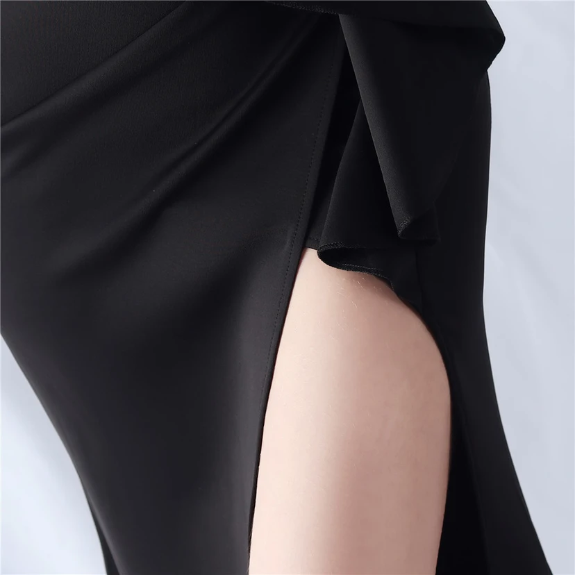Exhibition Etiquette Bridesmaid Satin Sling Tube Top Evening Dress view 45