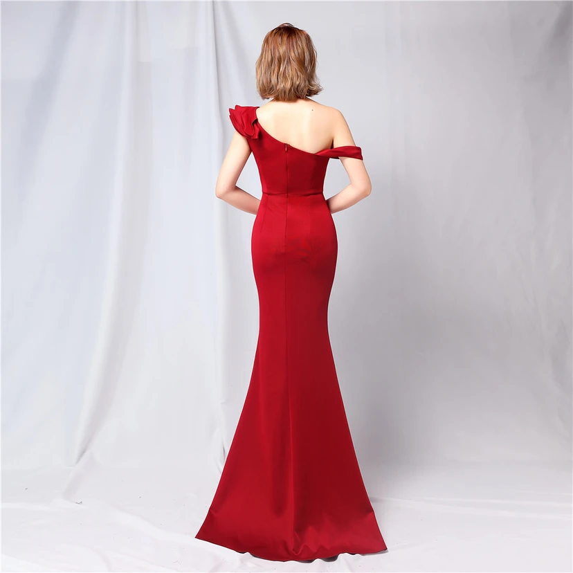 Sechsfarbiges, einseitig schulterfreies Abendkleid für festliche Anlässe, langes, elegantes, figurbetontes und sexy Meerjungfrauenkleid view 53
