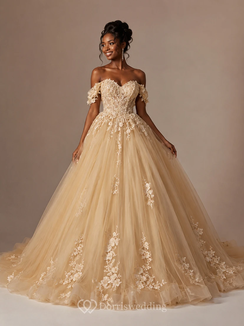 Sweetheart Ball Gown Tulle A-line Applique Exquisite Prom Dress view 5