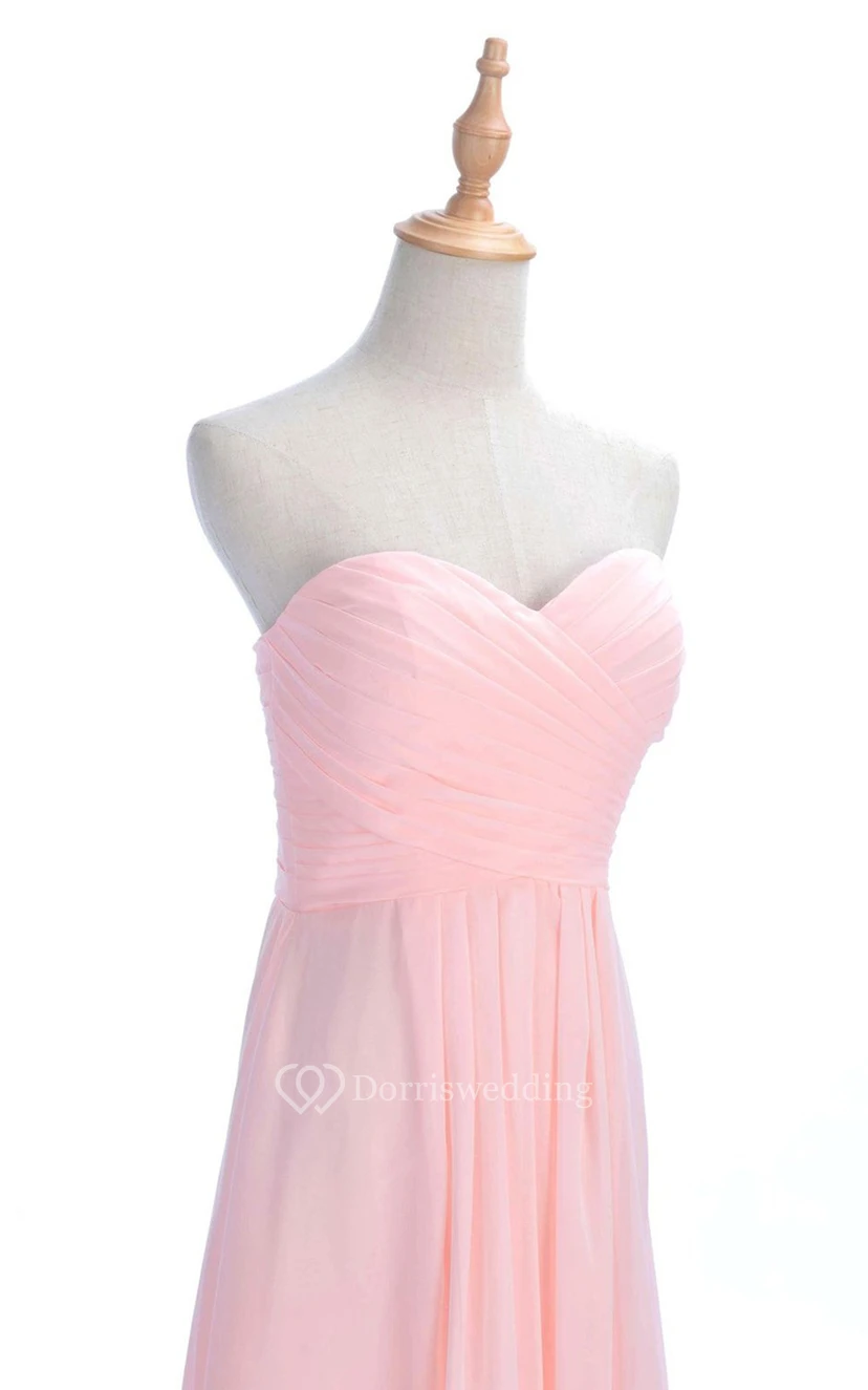 Sweetheart Criss-cross Chiffon A-line Dress With Lace-up Back view 3