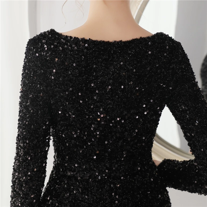 Elegantes, langes Paillettenkleid mit langen Ärmeln und Meerjungfrauenschnitt – ein Abendkleid im Aura-Queen-Stil für festliche Anlässe. view 19