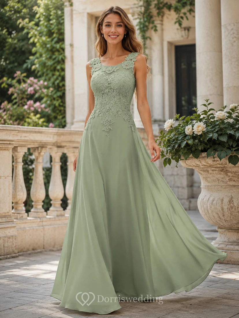 A-Linien-Maxikleid aus Chiffon und Spitze mit Perlenapplikationen, Reißverschluss view 3