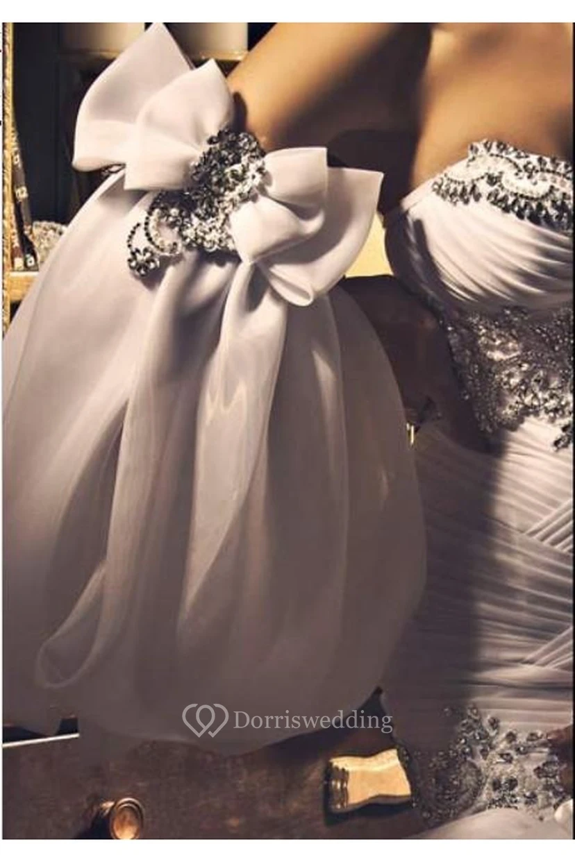 Neue sexy Brautkleider mit Herzausschnitt, Meerjungfrauen-Stil, Glitzer-Abendkleider aus Organza view 3