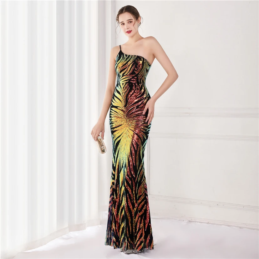New Sequin Sequin Fairy Celebrity Party Party Evening Dress Sexy Long Toast Dress Bride view 4
