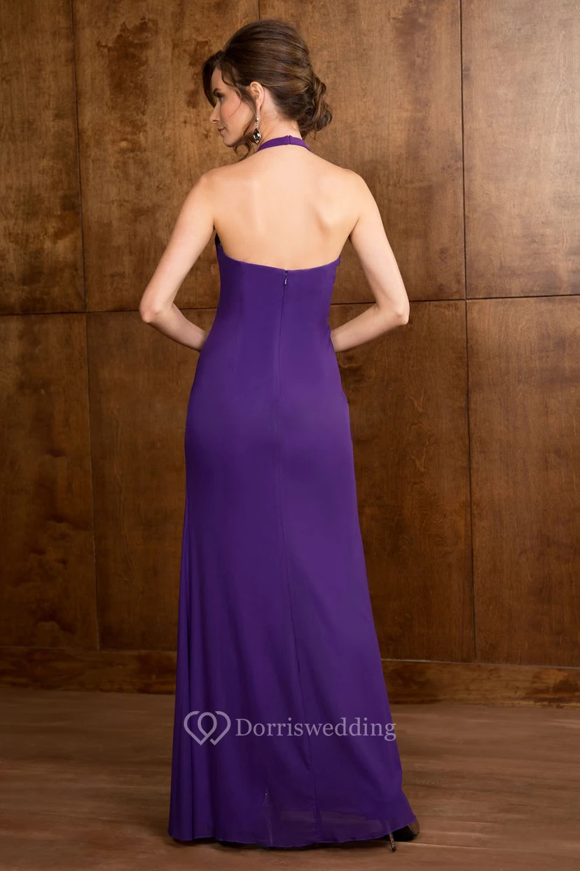Halter Long Mother Of The Bride Dress With Beadings And Matching Shawl view 2