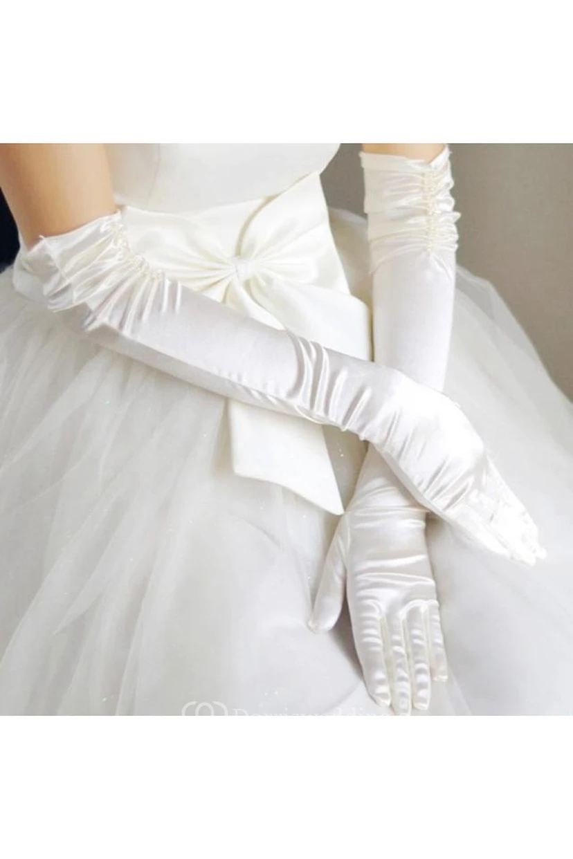 Gants de mariage blancs en dentelle et satin, montants jusqu'au coude