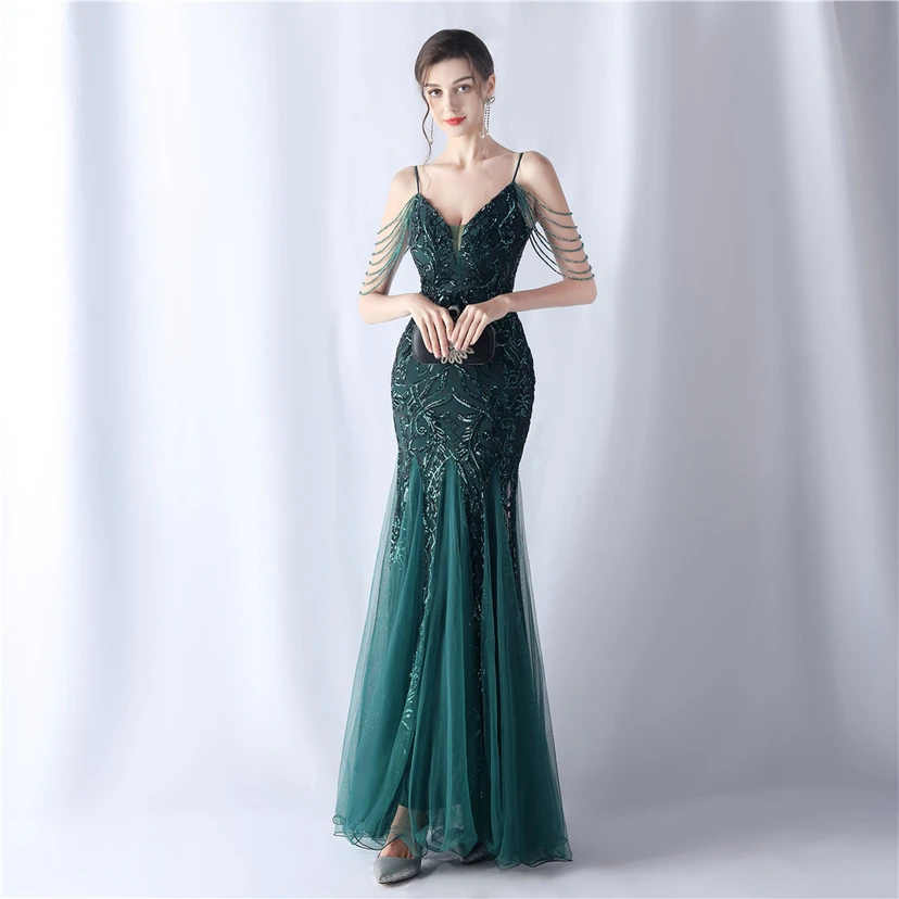 Robe de soirée haut de gamme en maille perlée et ornée de perles, modèle 3034. view 31