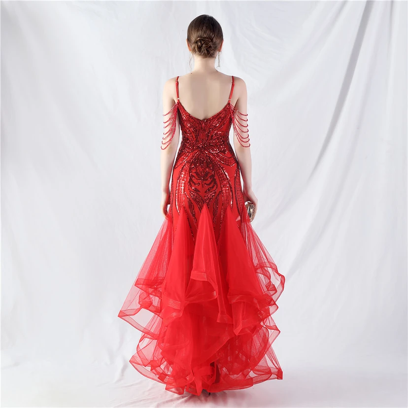 Handgefertigte Perlen, festes Netz, Positionierungsblumenperlen, Spleißnetz, heißes Tanz-Feier-Performance-Kleid view 36
