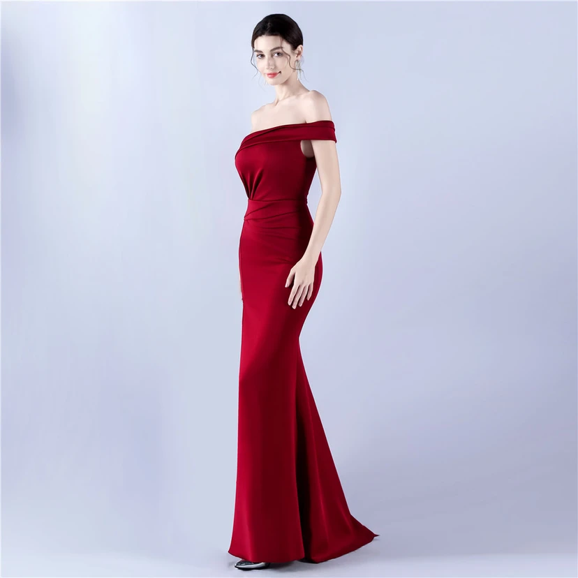 Satin-Abendkleid mit einer Schulter für festliche Anlässe und Bankette view 13