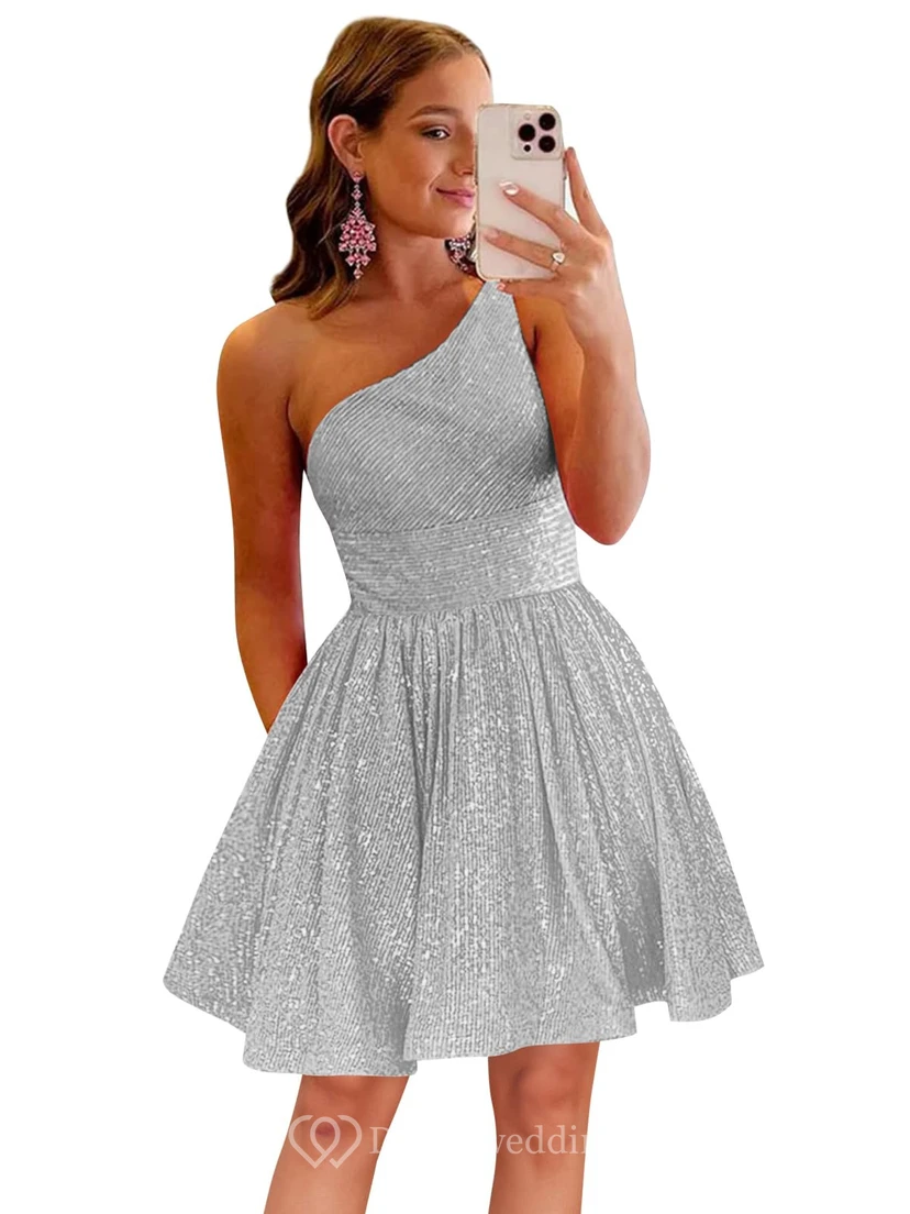 Burgunderfarbenes, einseitig schulterfreies Pailletten-Cocktailkleid view 3