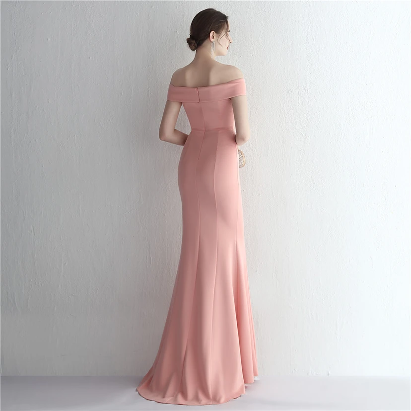 Vestido largo de satén ajustado de un solo hombro para cenas de celebridades, con falda de cola de pez ajustada, vestido de exhibición para modelos de autos de boda view 32