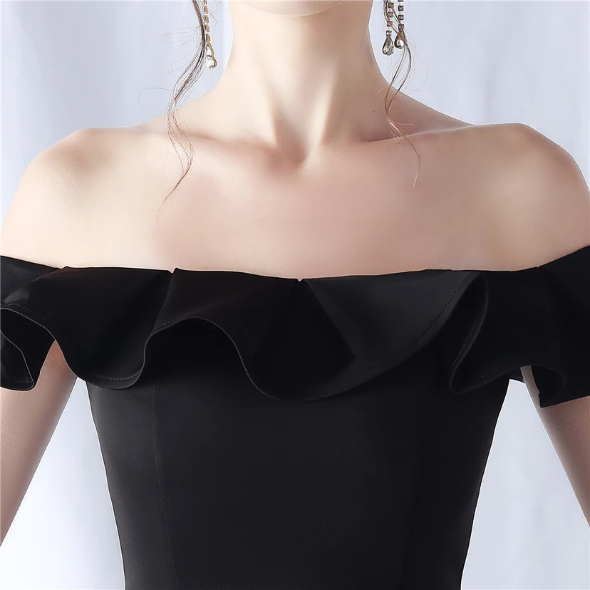 Exhibition Etiquette Bridesmaid Satin Sling Tube Top Evening Dress view 44