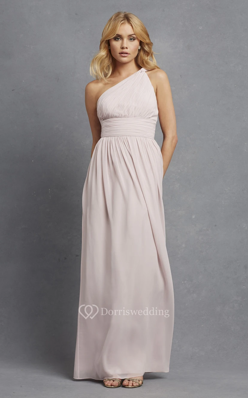 Long-Chiffon Modern One-Shoulder Dress With Ruching view 18