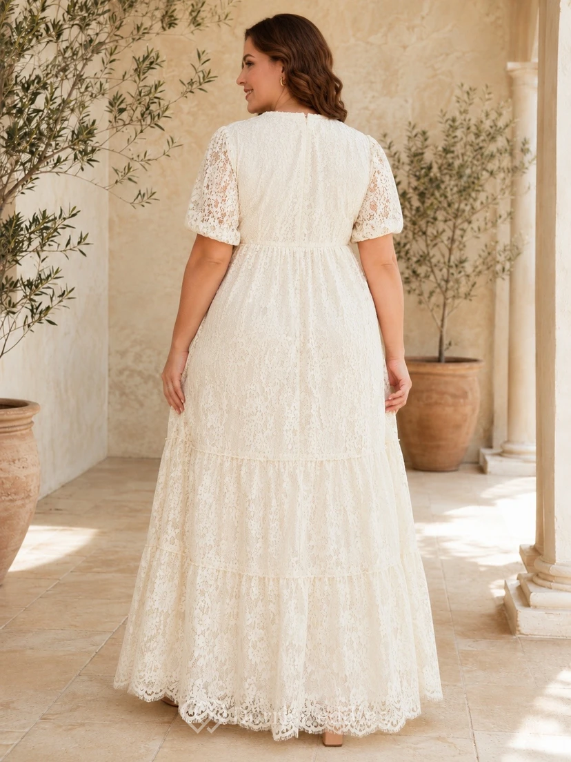 V-Neck Short Sleeve Empire Maternity A-Line Maxi Wedding Dress view 2