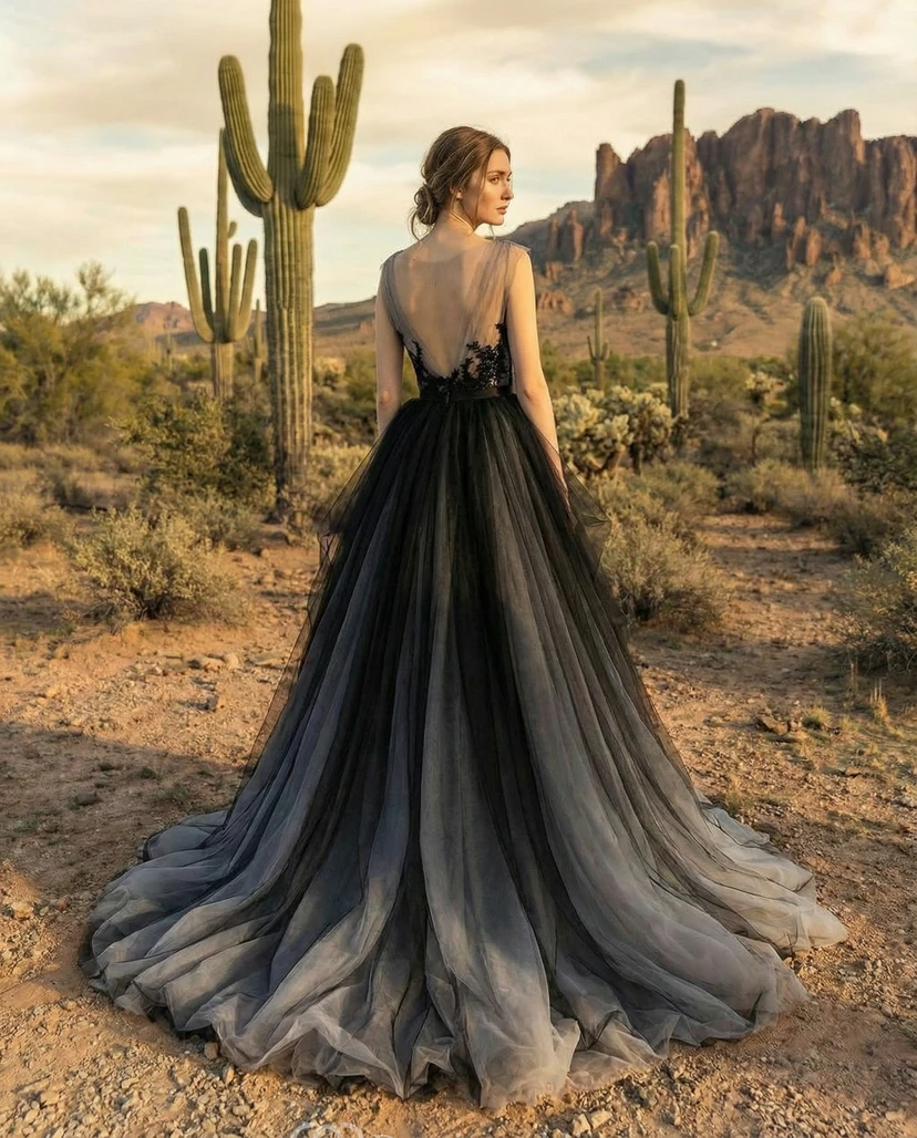 Vintage Embroidered Tulle & Lace Wedding Gown view 2