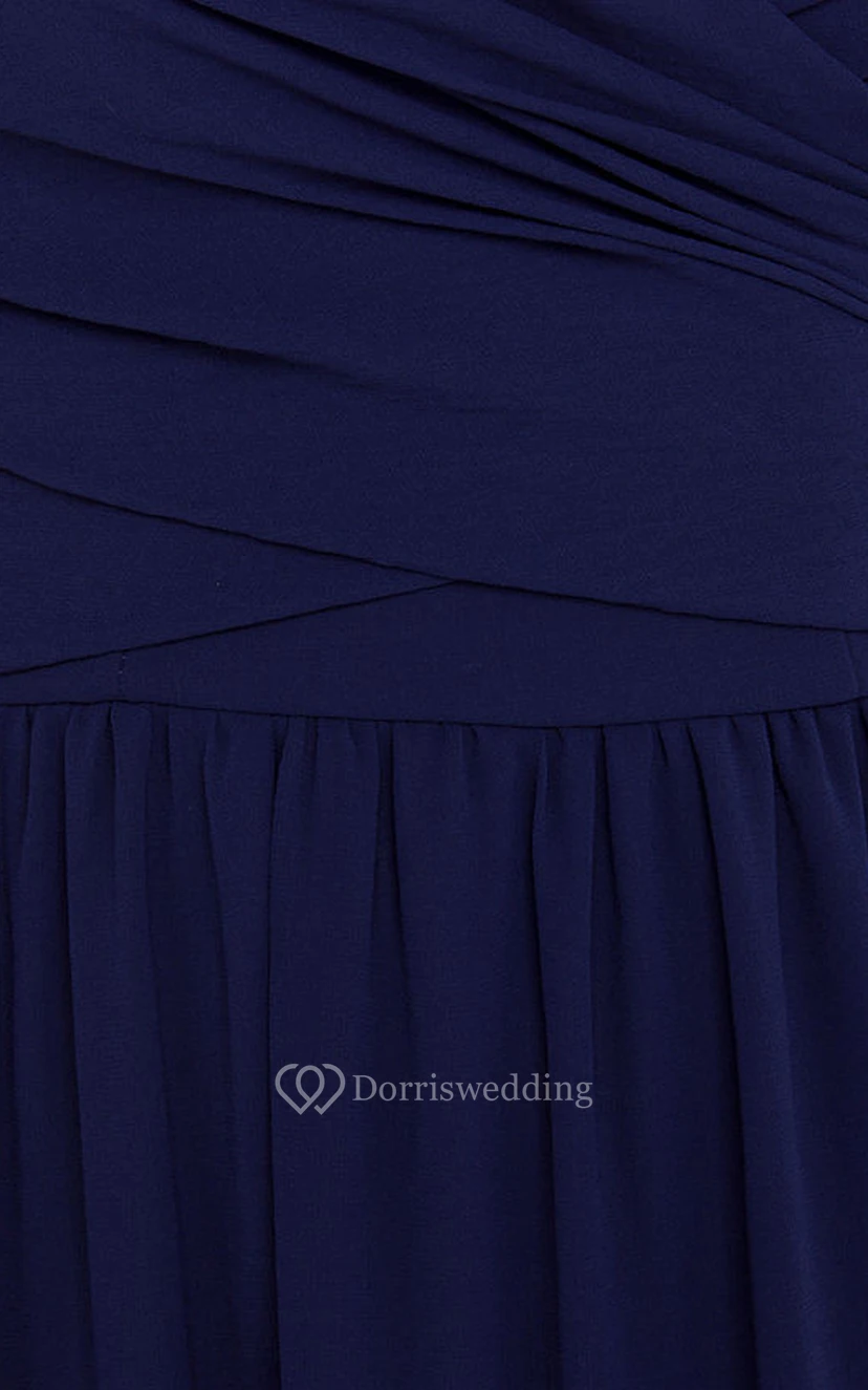 Chiffon Chic Dress With Crisscross Ruched Bodice view 11