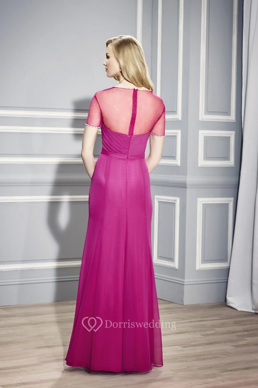 Vestido de punto de manga corta con escote cuadrado y tirantes cruzados para la madre de la novia view 2