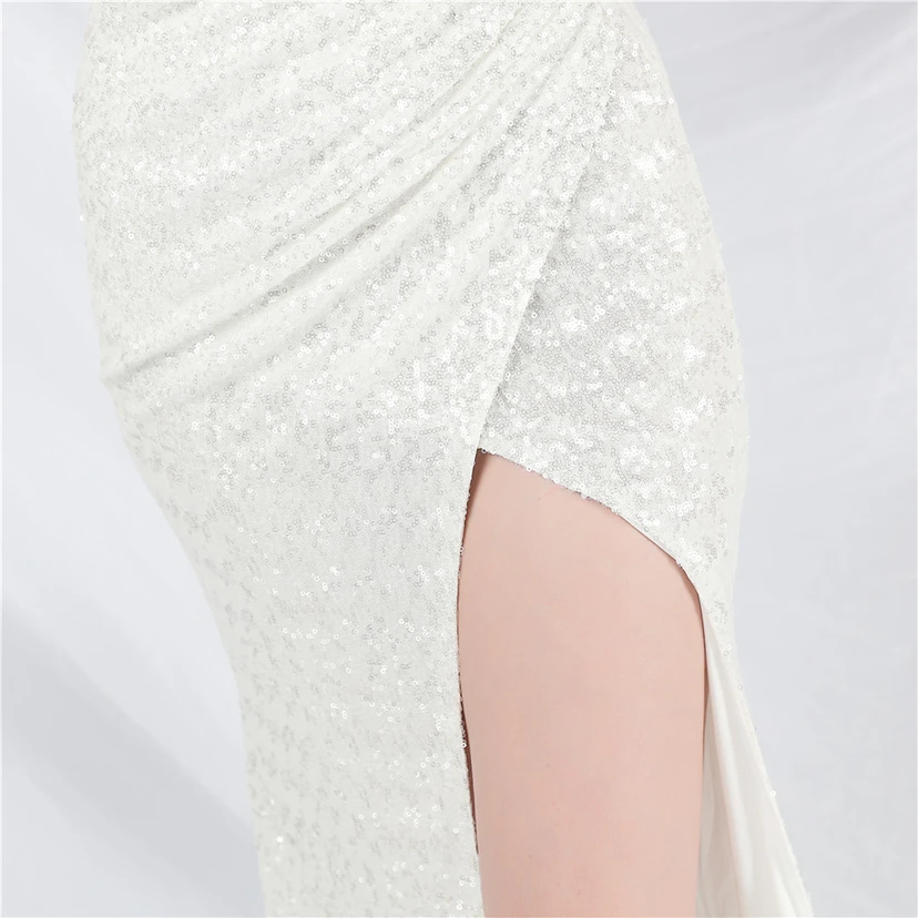Vestido de noche de alta gama con chaleco de encaje de pelo de avestruz y diamantes, cintura de espina de pescado. view 30