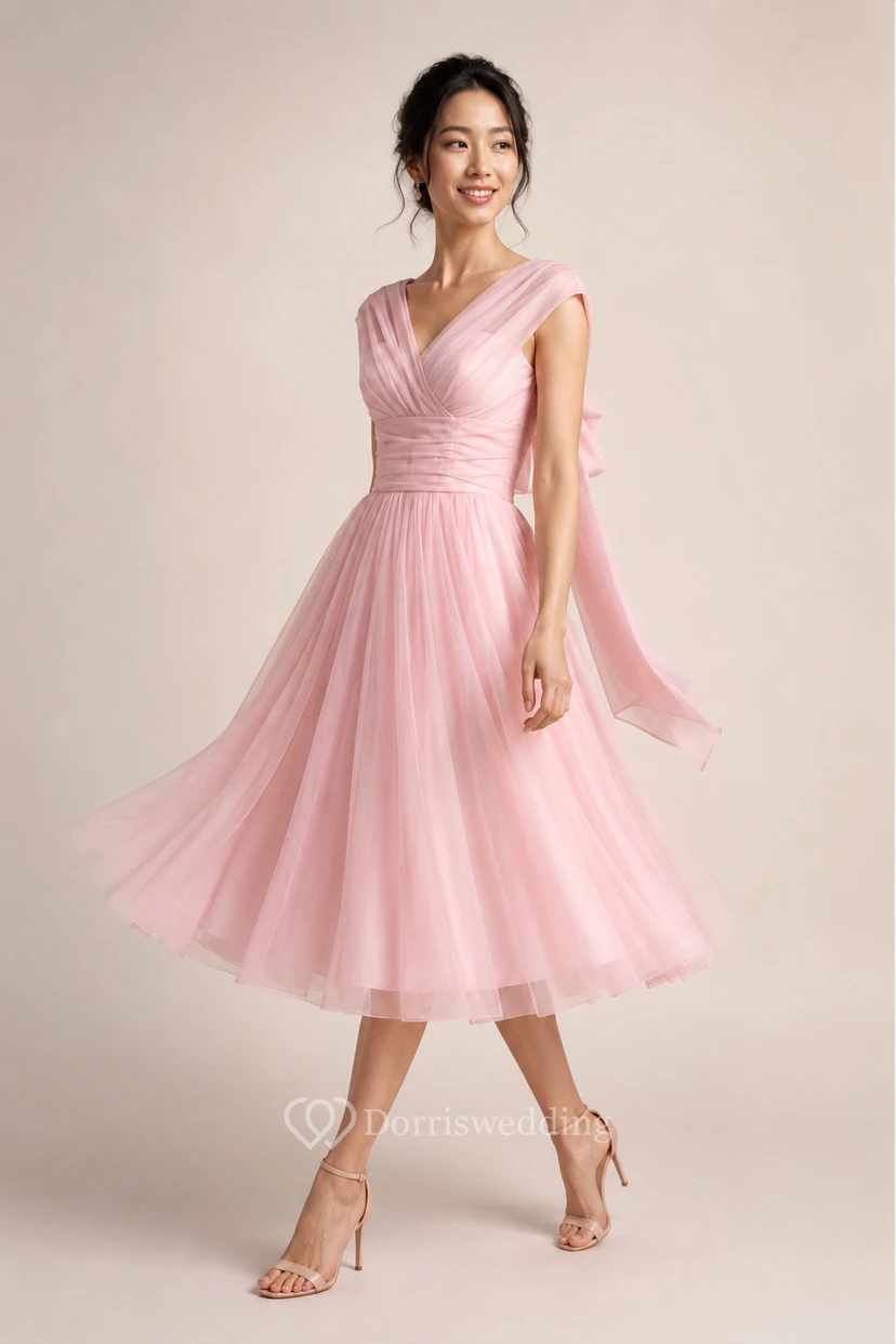 Charming Bow Detail Chiffon Ball Gown view 10