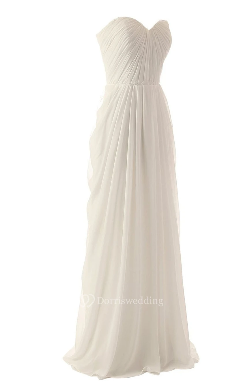 Sweetheart Pleated Chiffon A-line Gown With Zipper Back view 12