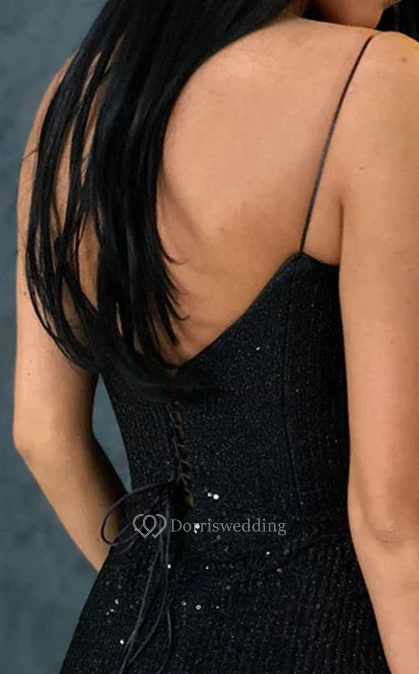Formal Sexy Spaghetti Mermaid Bodycon Sequin Evening Dress view 2