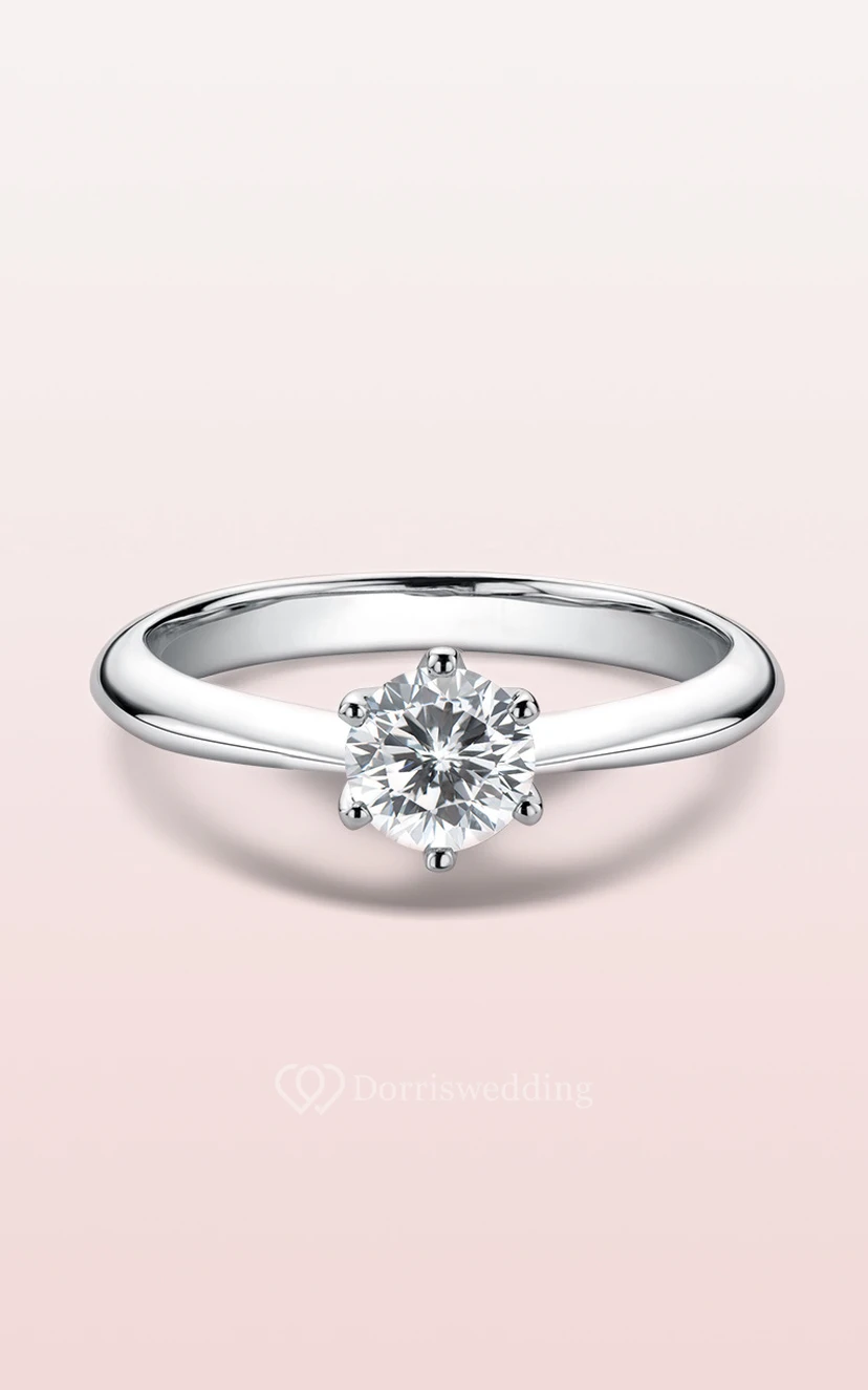 Alliances solitaires rondes en argent 925 view 2
