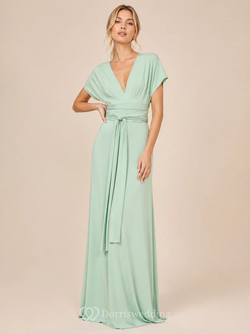 Robe de demoiselle d'honneur élégante d'inspiration grecque avec ceinture à nouer view 8