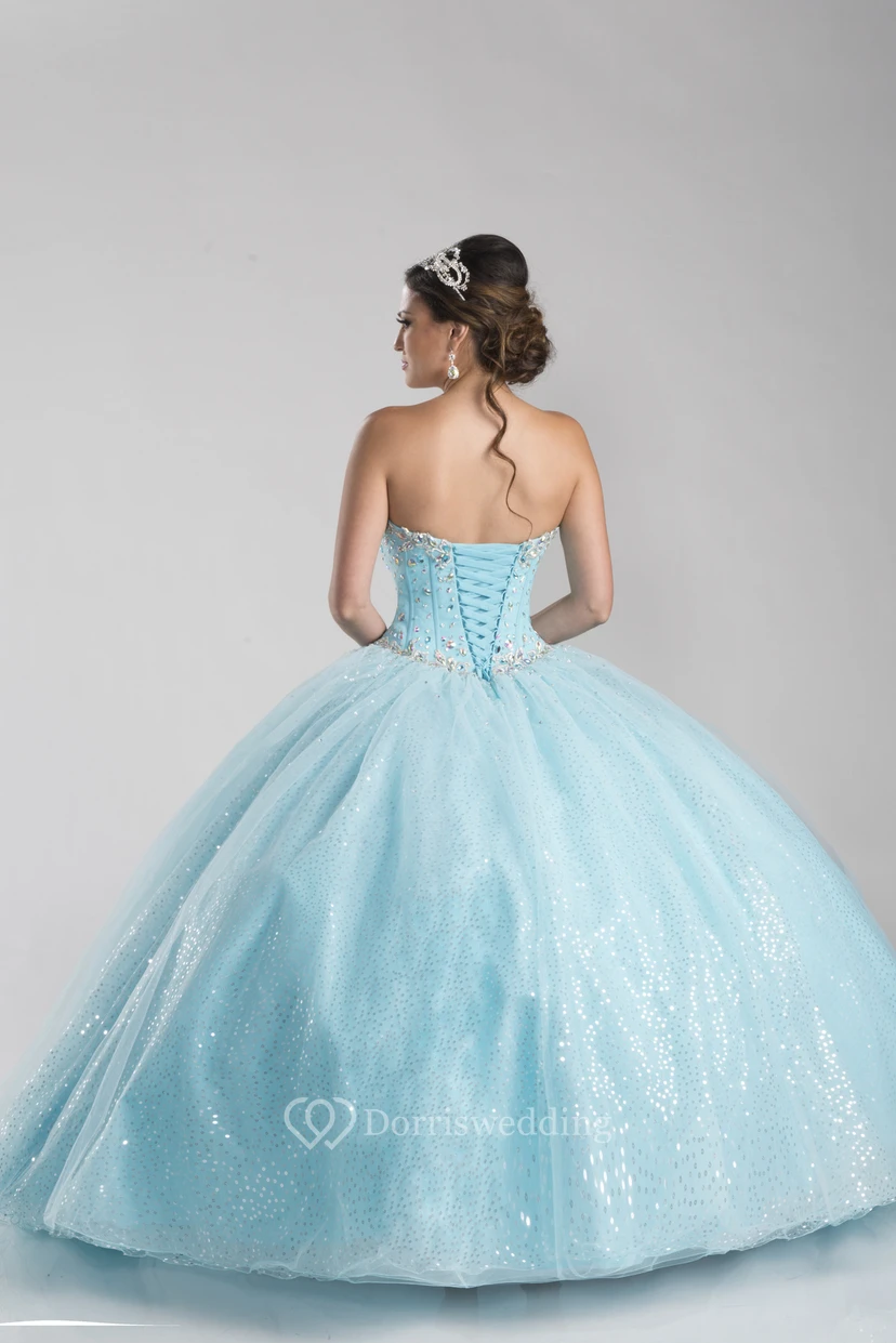 Lace-Up Back Sweetheart Ball Gown With Bodice Rhinestones view 2