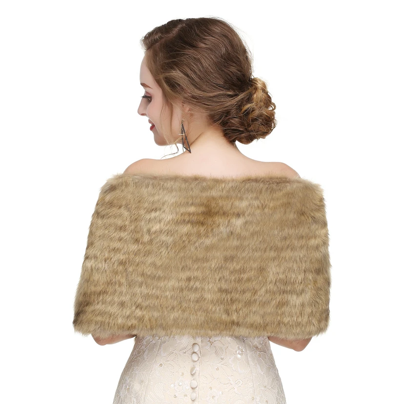 Bridal Winter Warm Wool Cape Fur Wedding Dress Fox Fur Waistcoat view 18