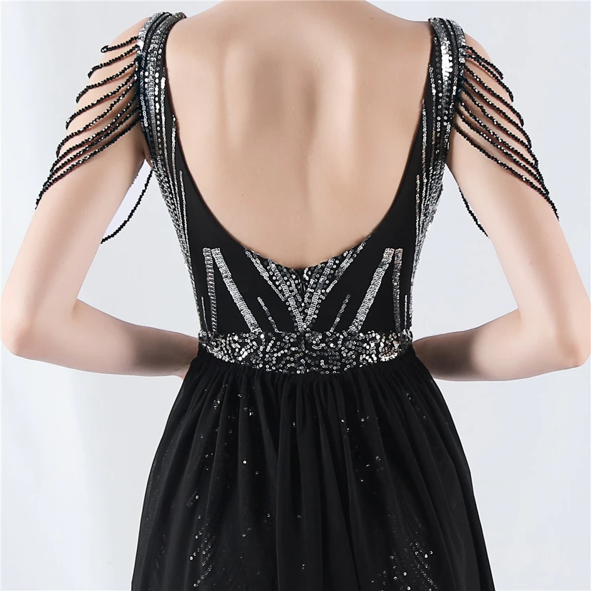 Paillettenbesetzte Blumen mit Cape-Stickerei, hochwertiges Abendkleid, ideal für die Ausrichtung der Jahrestagung view 37
